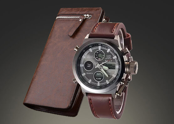 Подарки для парня : Армейские часы Amst и Портмоне Baellerry Business